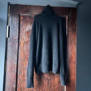 Ann Taylor Black Cashmere Turtleneck Sweater Long Sleeve Timeless Parisian Chic